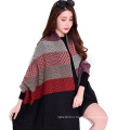 2017 New arrival winter long plaid 7 color stitching women fake cashmere scarf poncho for women with tassel